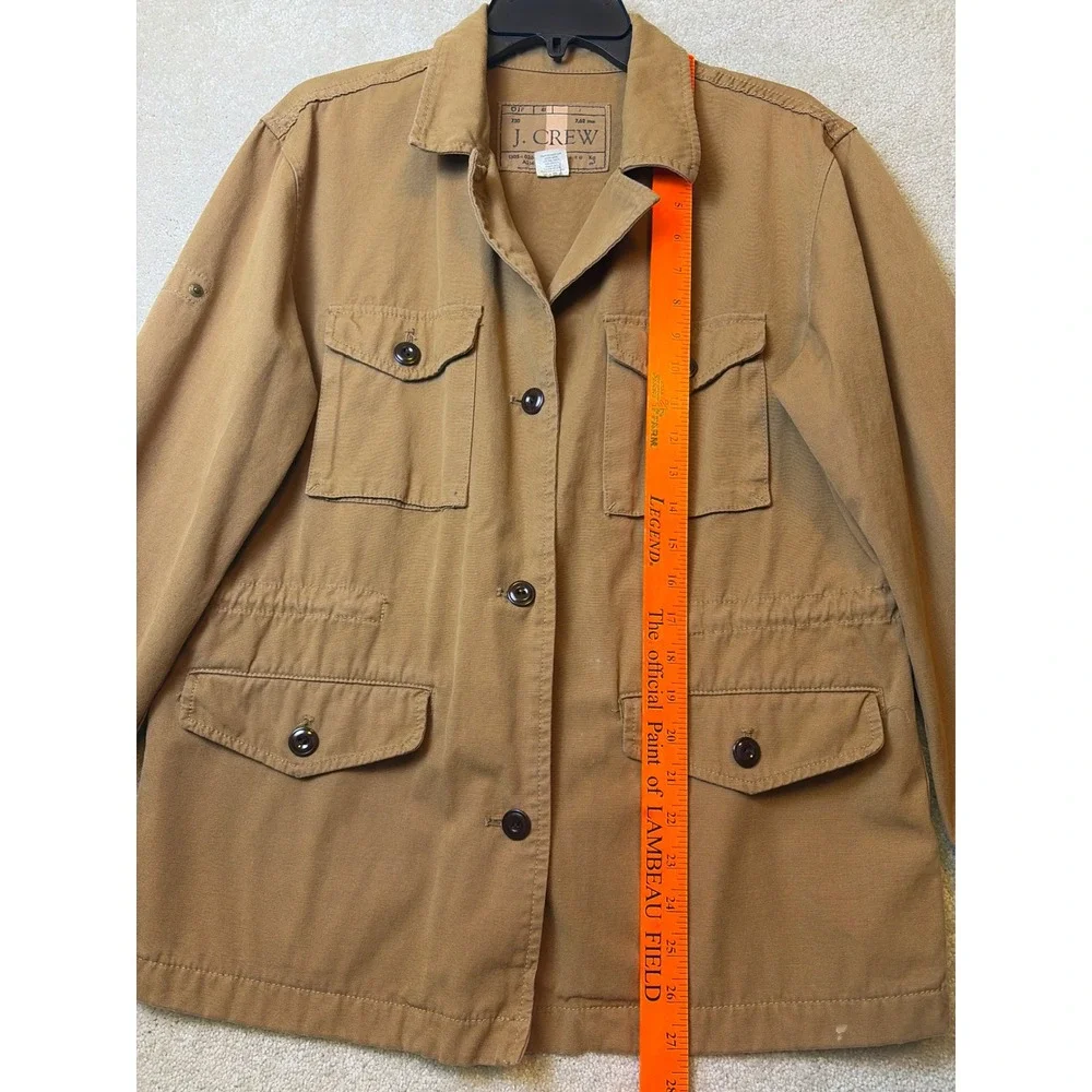 J. Crew Field Jacket Womens Medium Brown Cotton Canvas Utility Safari Coat